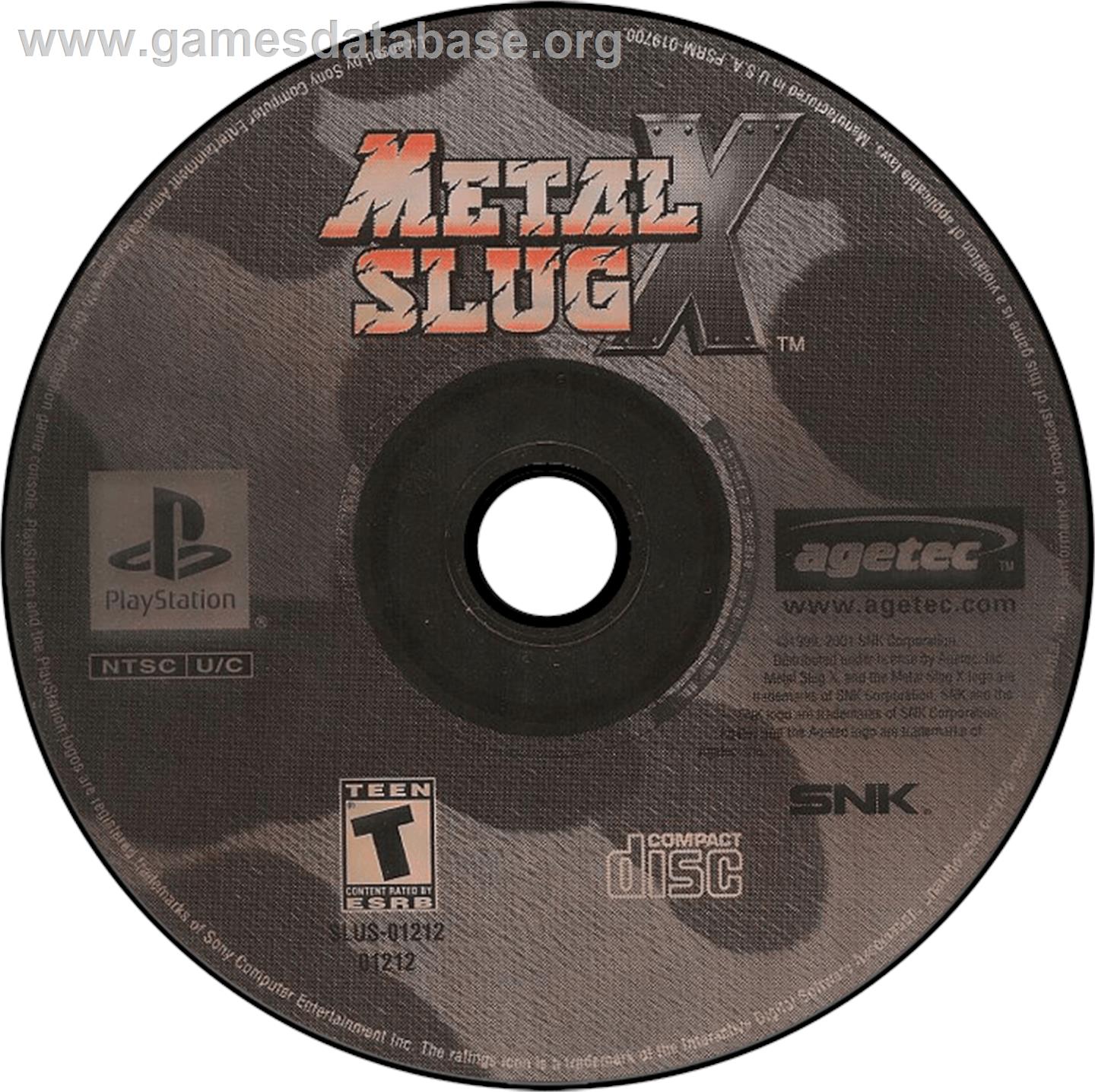 Metal Slug X: Super Vehicle - 001 - Sony Playstation - Artwork - Disc
