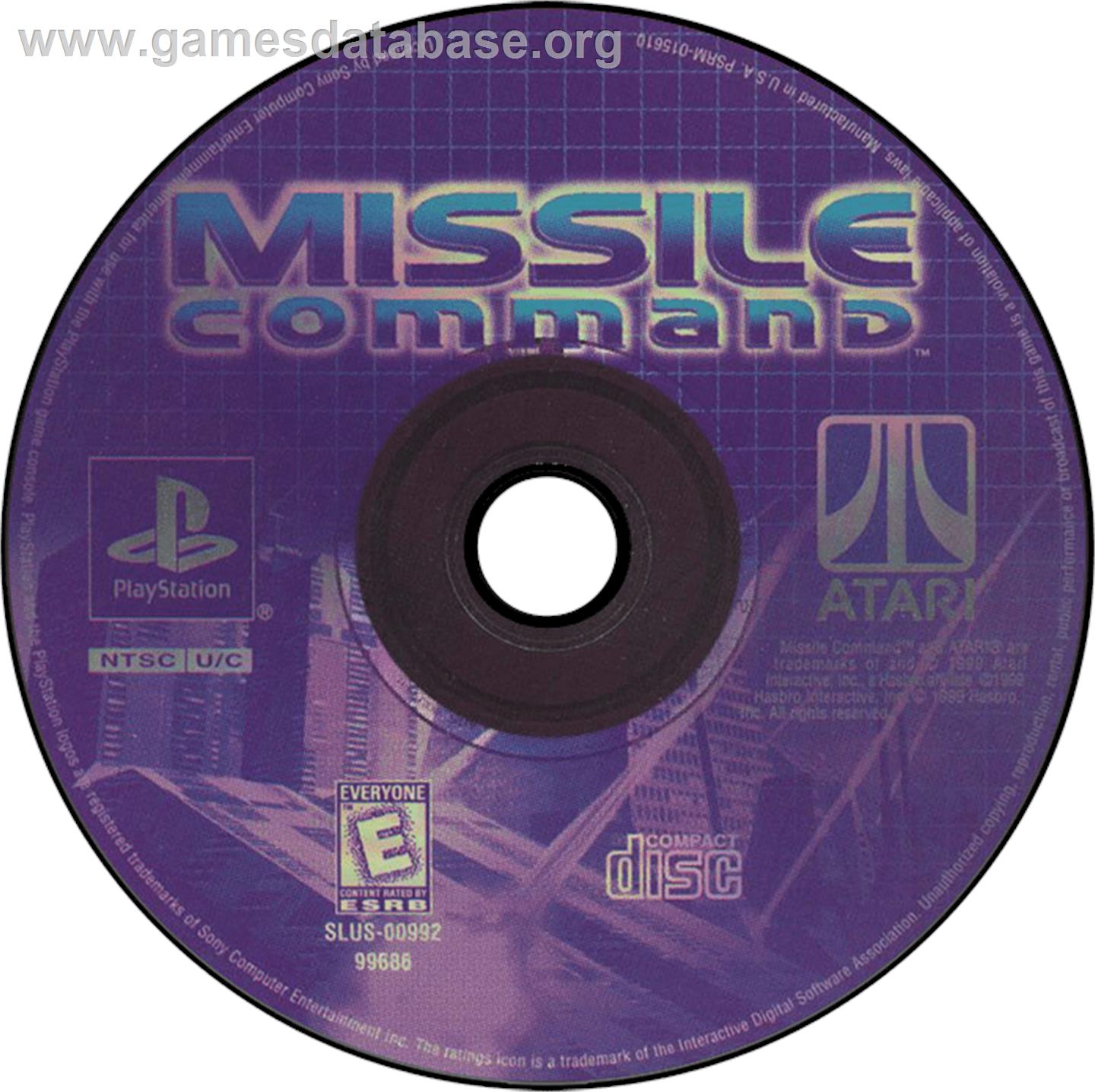 Missile Command - Sony Playstation - Artwork - Disc