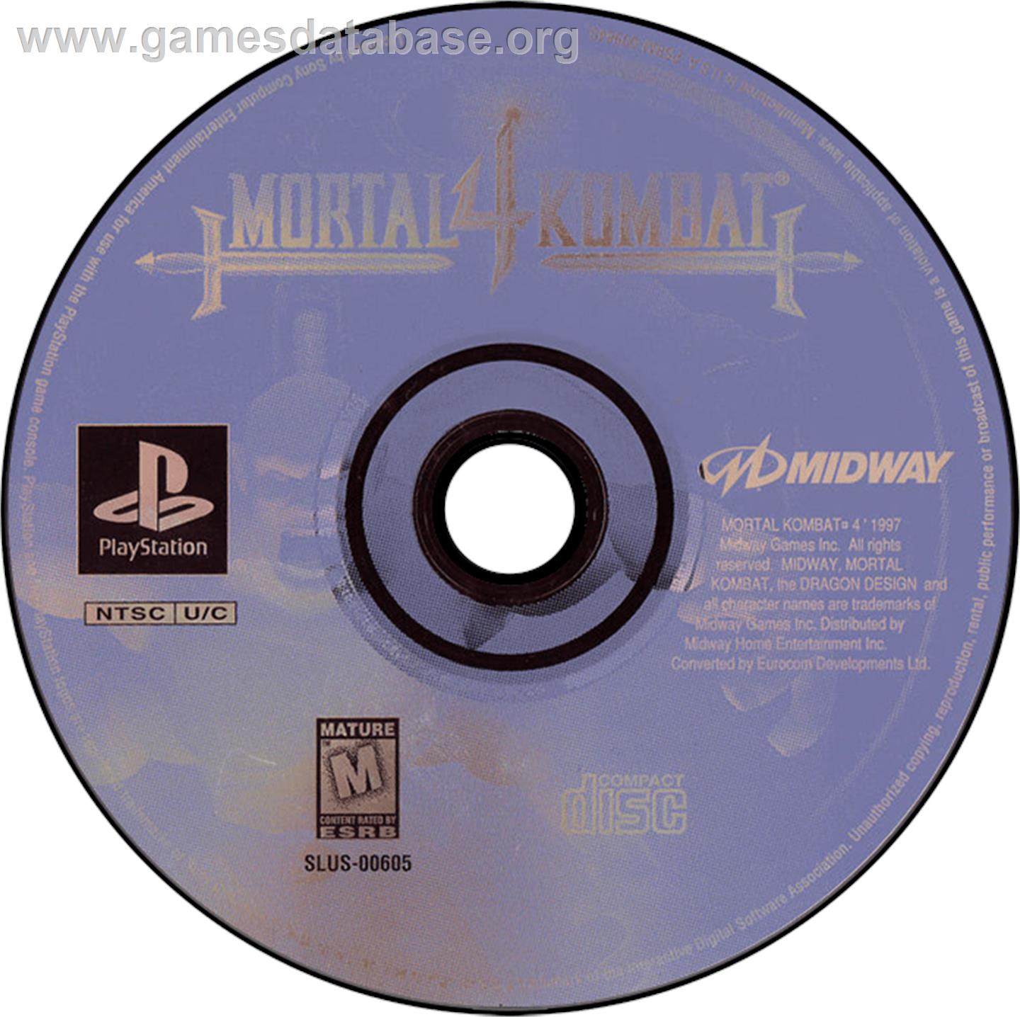 Mortal Kombat 4 - Sony Playstation - Artwork - Disc