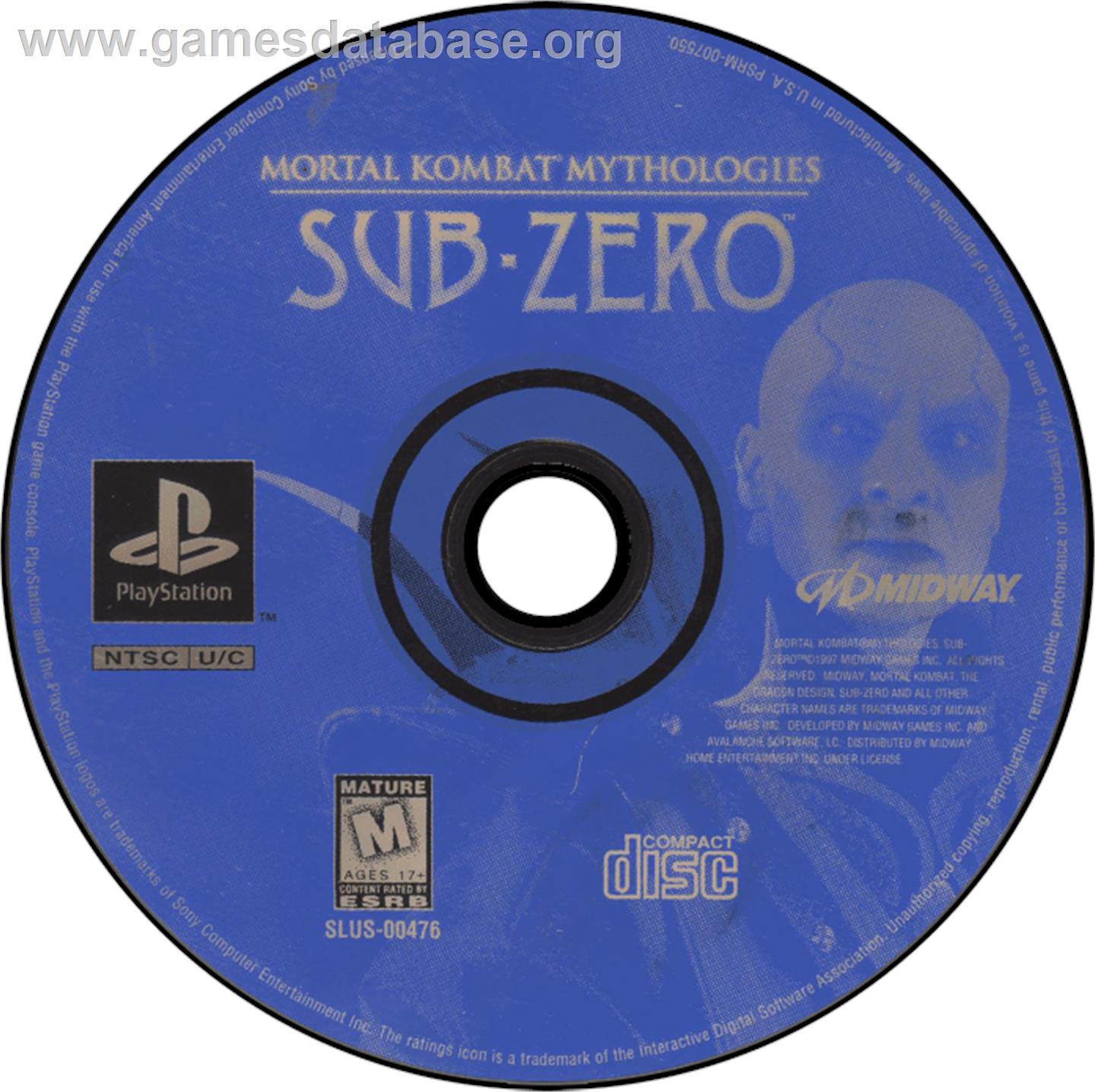Mortal Kombat Mythologies: Sub-Zero - Sony Playstation - Artwork - Disc