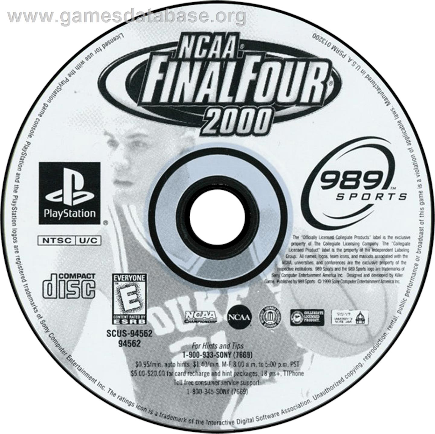 NCAA Final Four 2000 - Sony Playstation - Artwork - Disc
