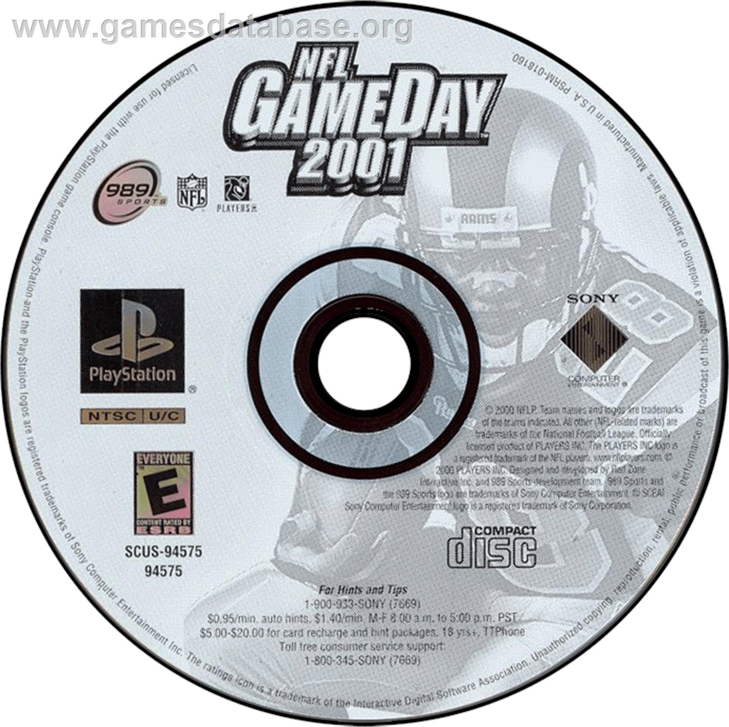NFL GameDay 2001 - Sony Playstation - Artwork - Disc