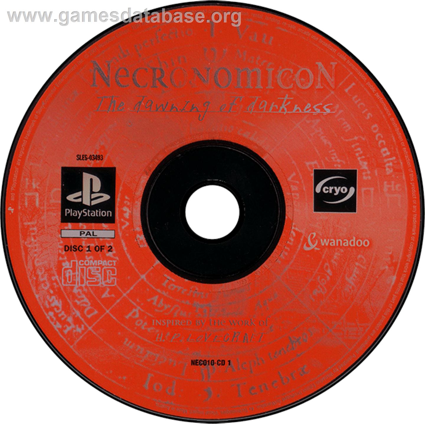 Necronomicon: The Dawning of Darkness - Sony Playstation - Artwork - Disc