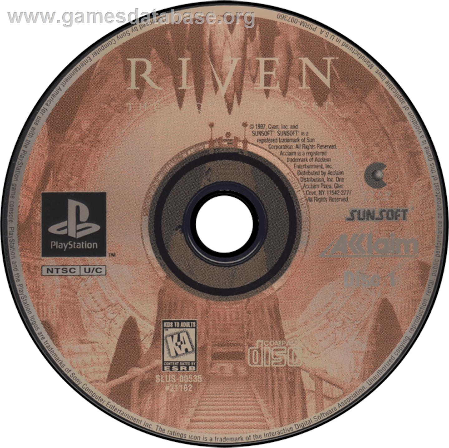 Riven: The Sequel to Myst - Sony Playstation - Artwork - Disc