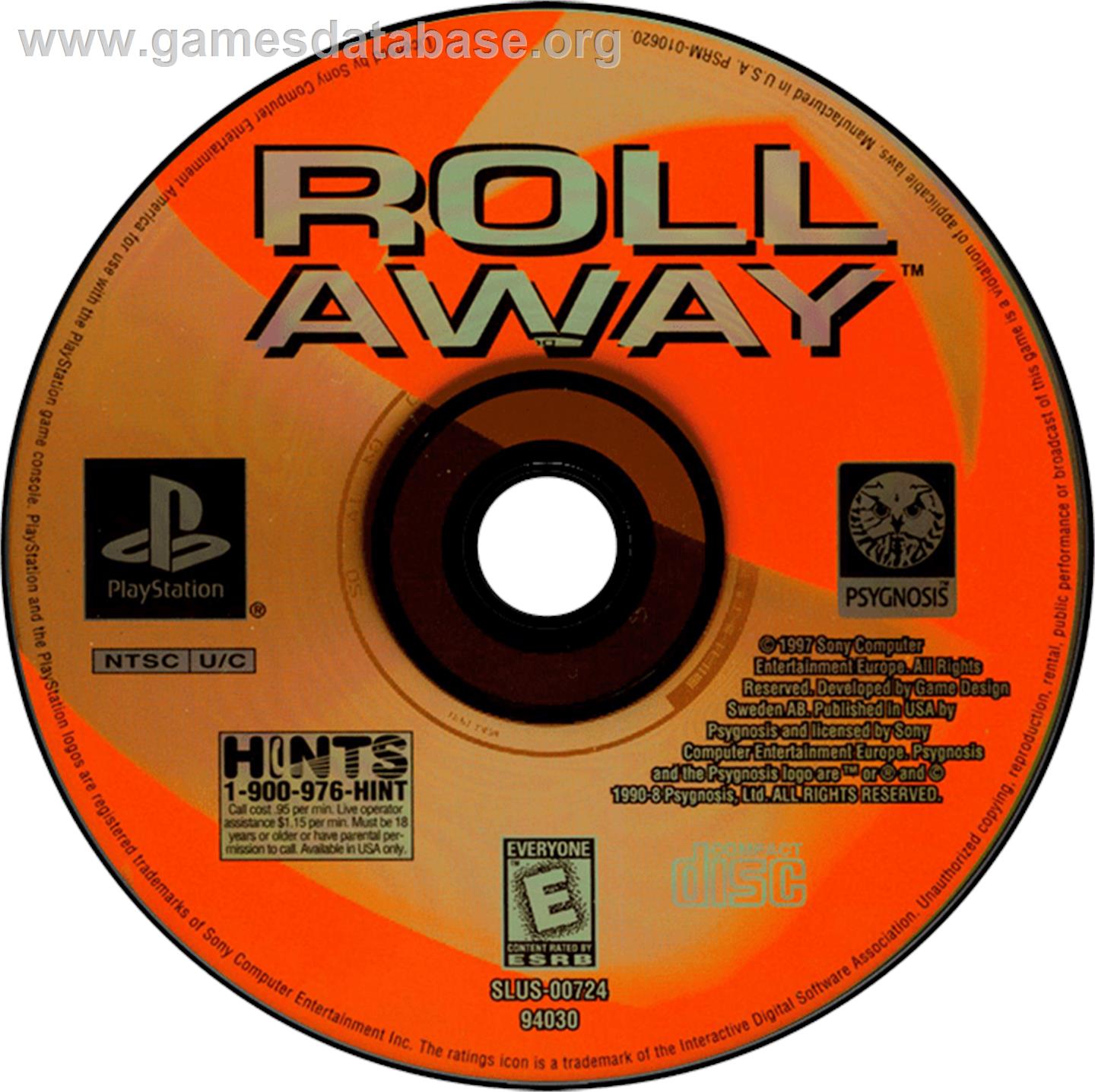 Roll Away - Sony Playstation - Artwork - Disc
