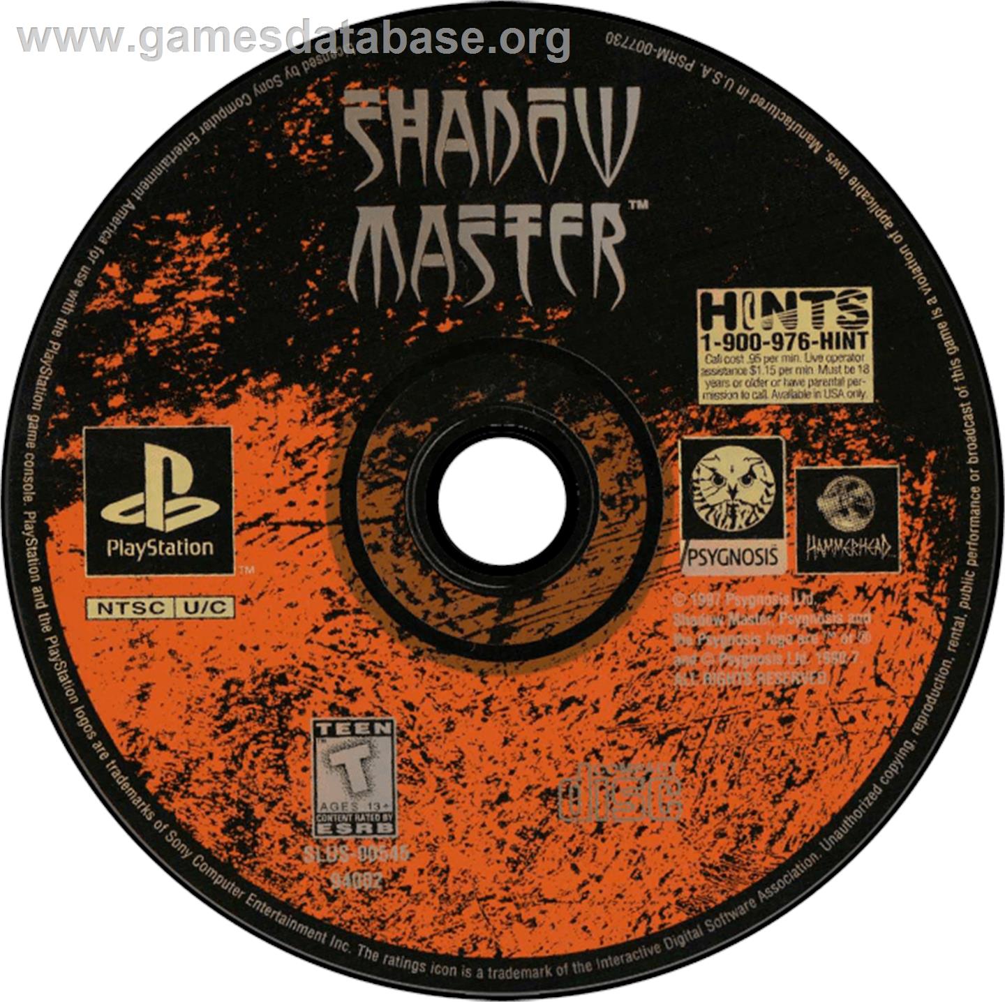 Shadow Master - Sony Playstation - Artwork - Disc