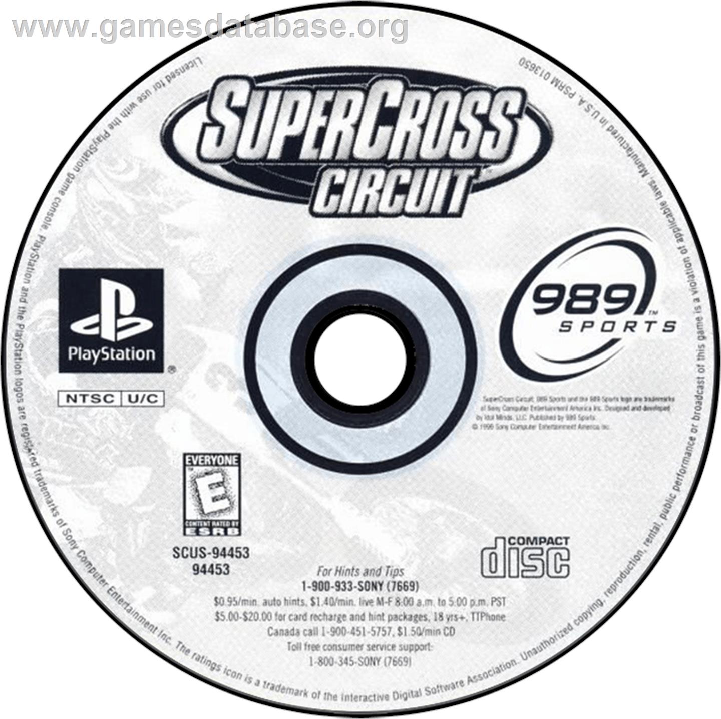 Supercross Circuit - Sony Playstation - Artwork - Disc