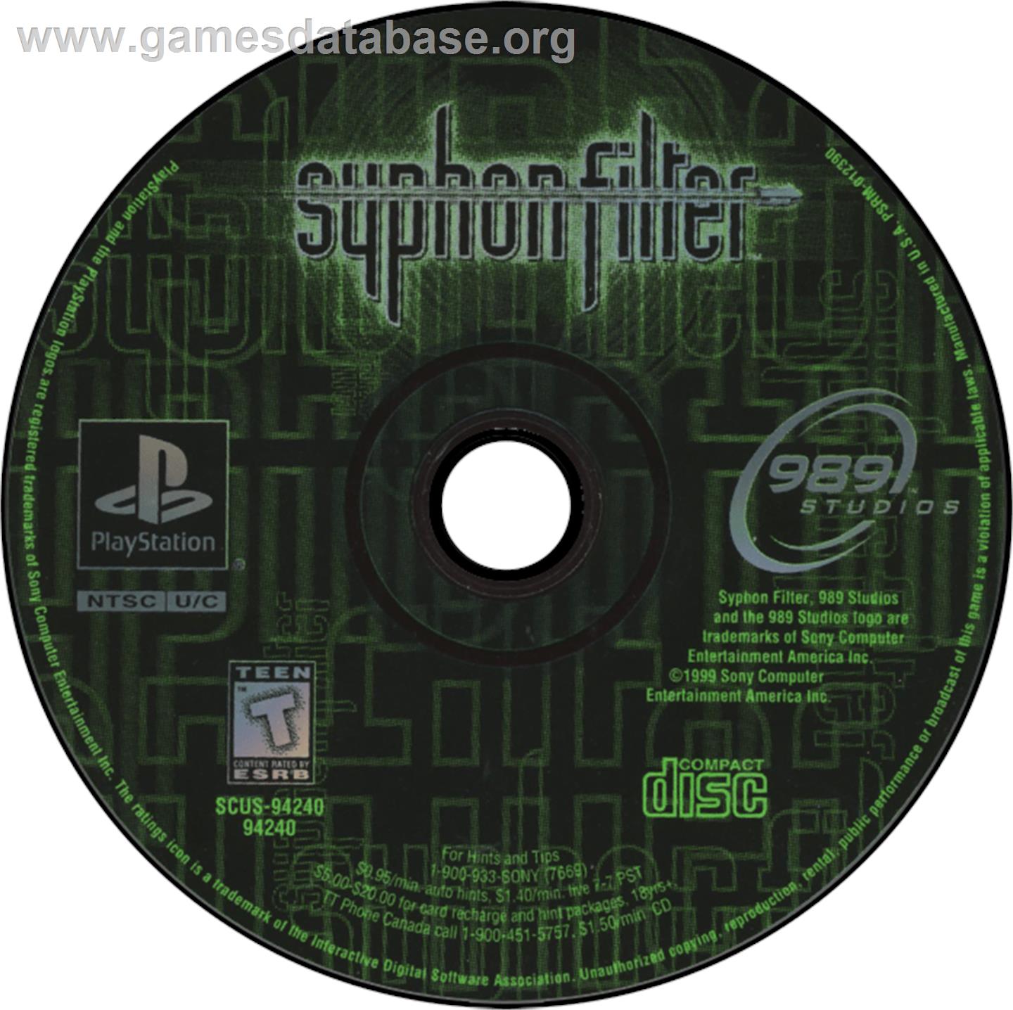 Syphon Filter - Sony Playstation - Artwork - Disc
