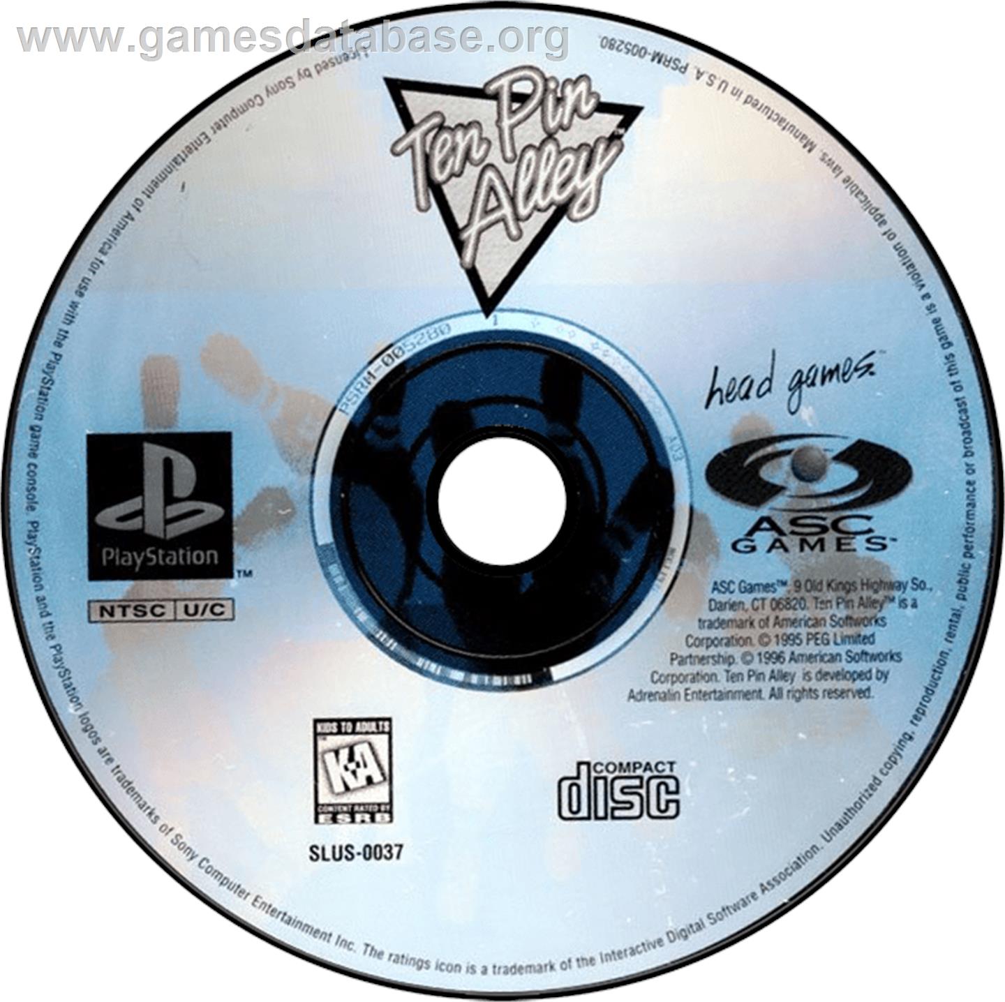 Ten Pin Alley - Sony Playstation - Artwork - Disc