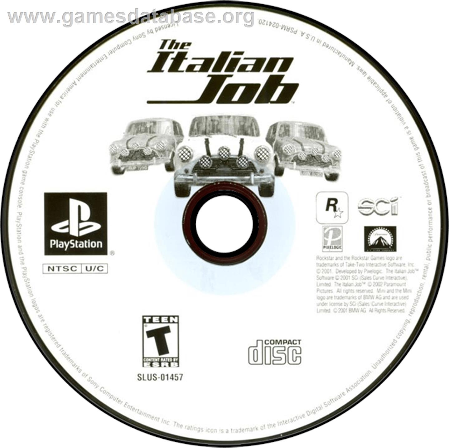 The Italian Job - Sony Playstation - Artwork - Disc