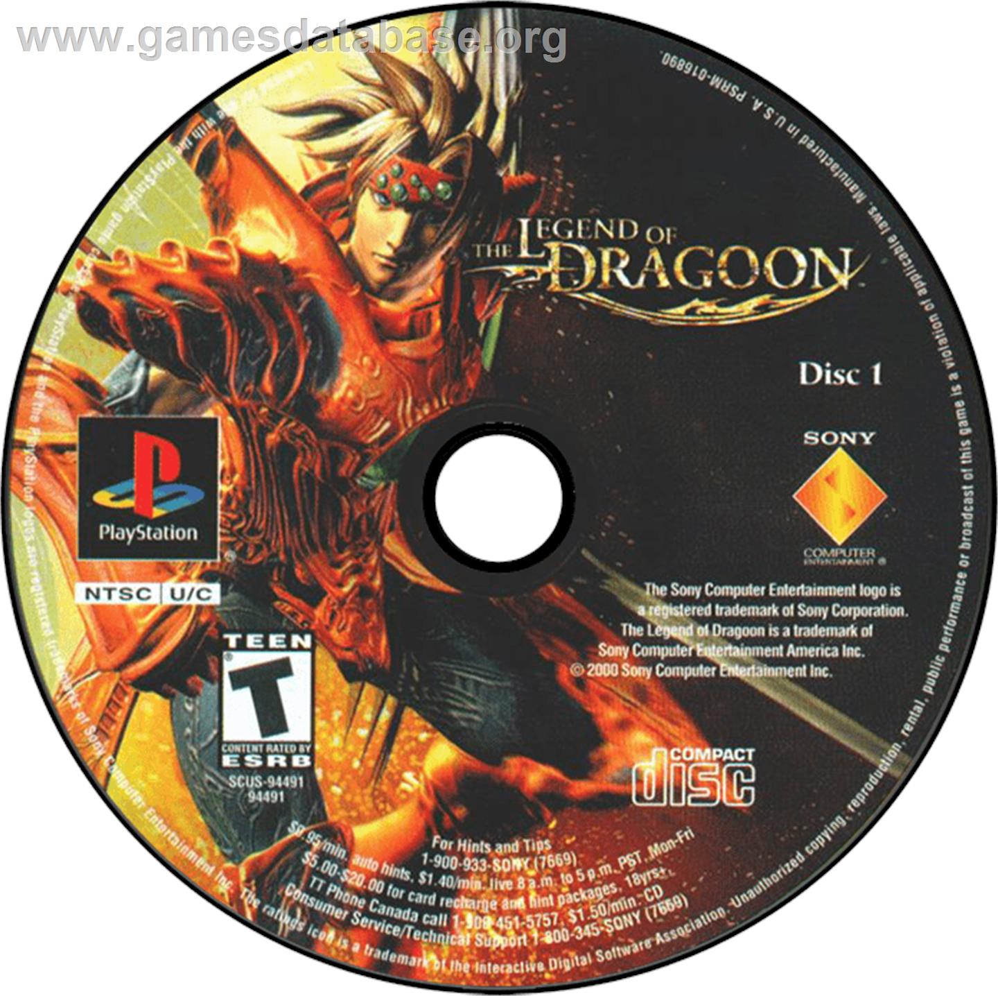 The Legend of Dragoon - Sony Playstation - Artwork - Disc