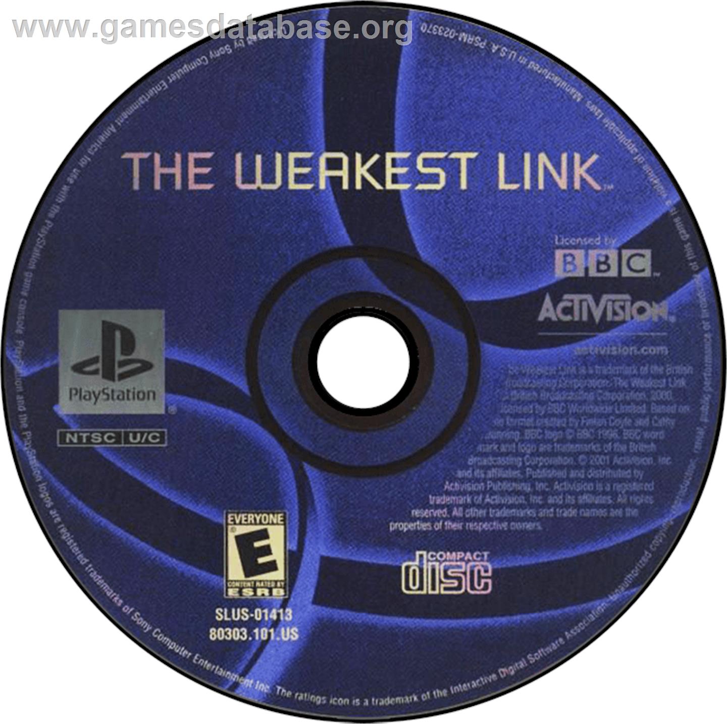 The Weakest Link - Sony Playstation - Artwork - Disc