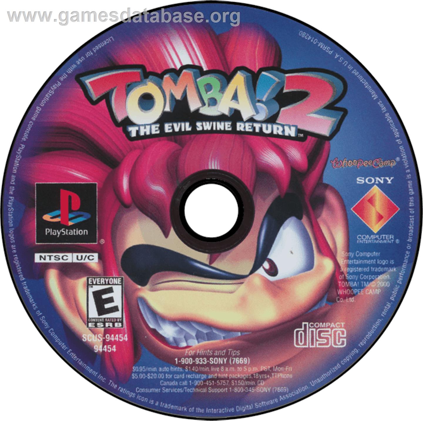 Tomba! 2: The Evil Swine Return - Sony Playstation - Artwork - Disc