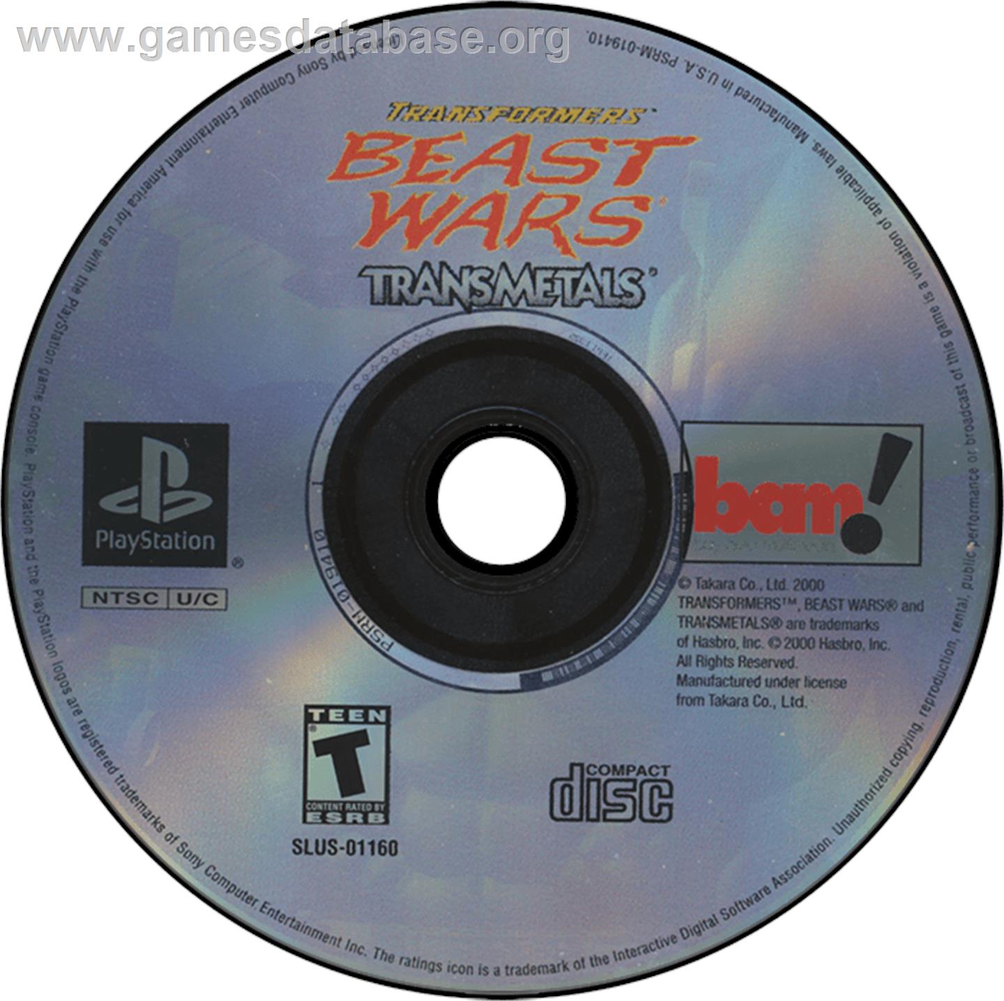 Transformers: Beast Wars Transmetals - Sony Playstation - Artwork - Disc