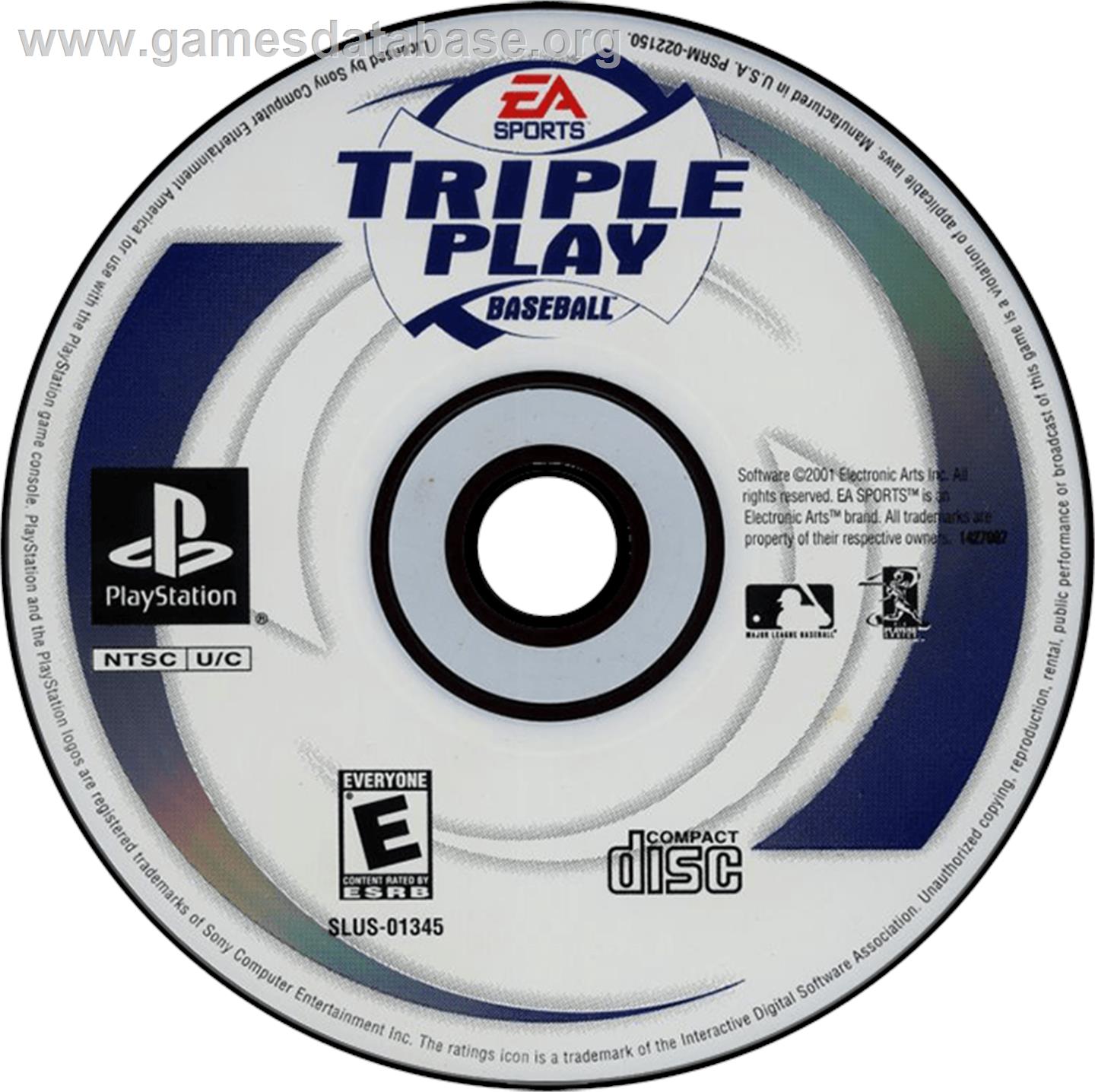 Triple Play Baseball - Sony Playstation - Artwork - Disc