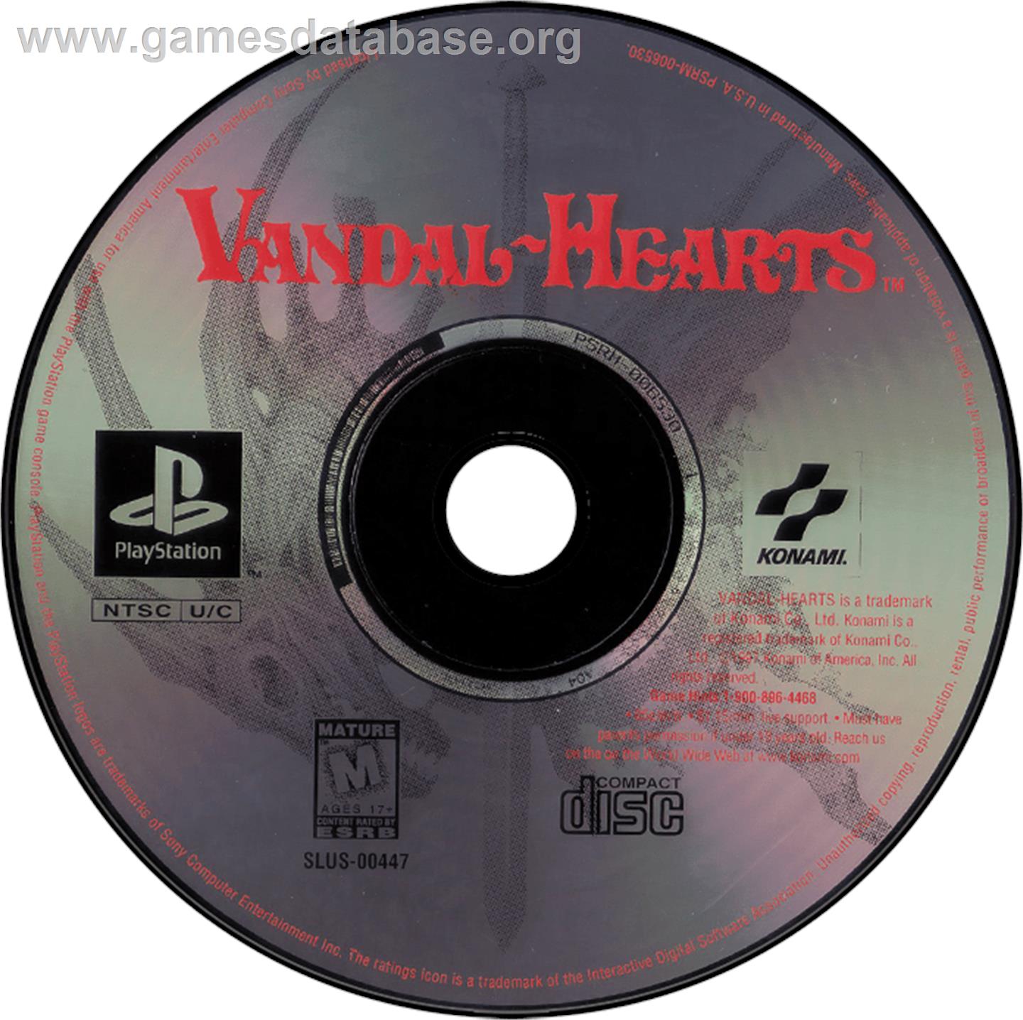 Vandal Hearts - Sony Playstation - Artwork - Disc