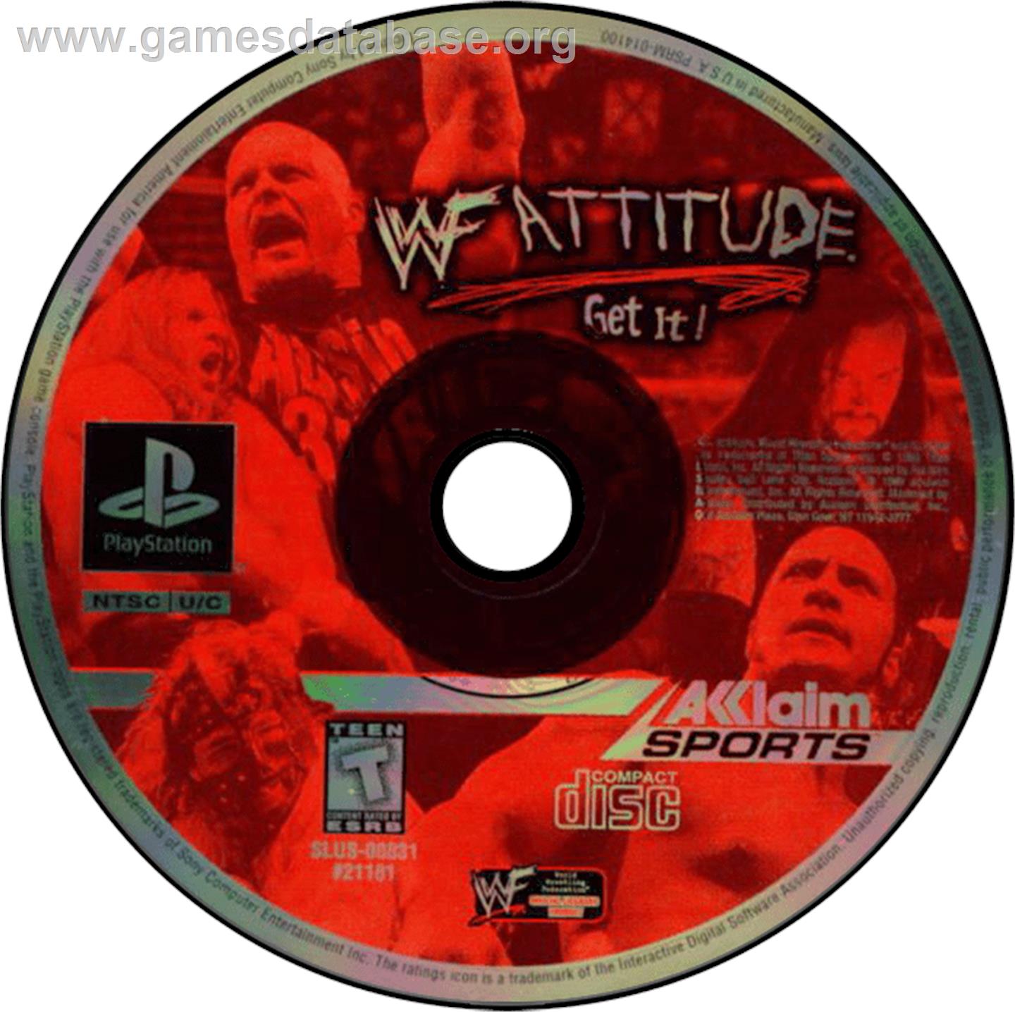 WWF Attitude - Sony Playstation - Artwork - Disc