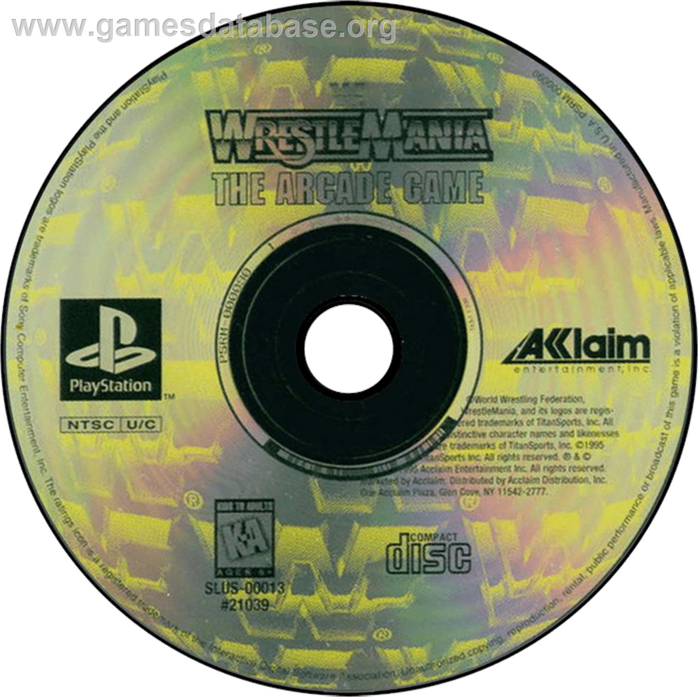 WWF Wrestlemania: The Arcade Game - Sony Playstation - Artwork - Disc