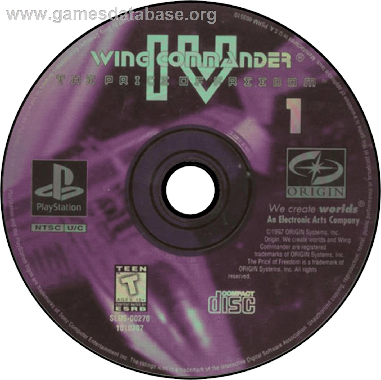 Wing Commander IV: The Price of Freedom - Sony Playstation - Artwork - Disc
