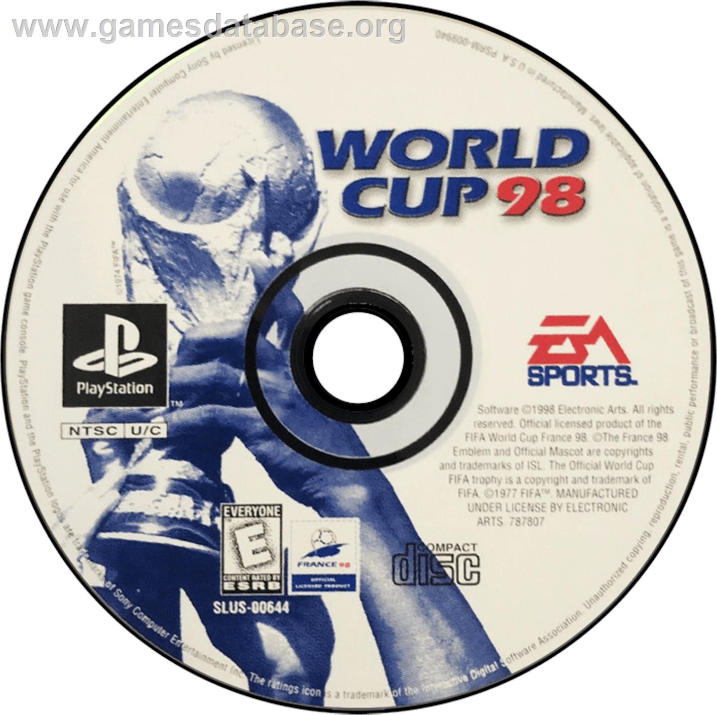 World Cup 98 - Sony Playstation - Artwork - Disc
