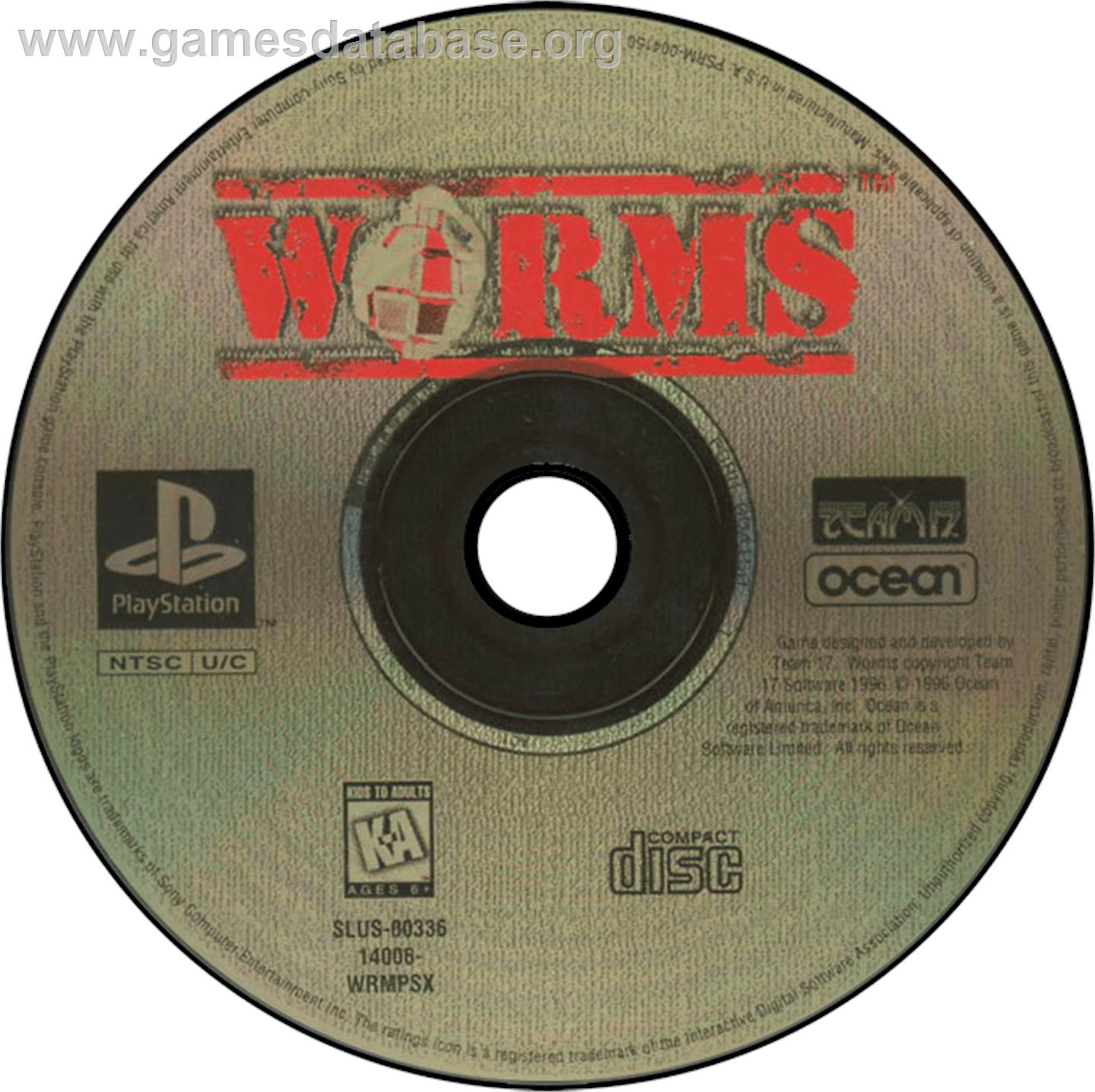 Worms - Sony Playstation - Artwork - Disc