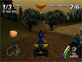 In game image of ATV: Quad Power Racing on the Sony Playstation.