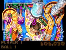 In game image of Austin Powers Pinball on the Sony Playstation.
