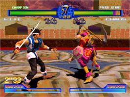 In game image of Battle Arena Toshinden 2 on the Sony Playstation.