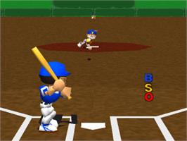 In game image of Big League Slugger Baseball on the Sony Playstation.