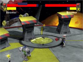 In game image of BoomBots on the Sony Playstation.