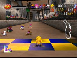 In game image of Chocobo Racing on the Sony Playstation.
