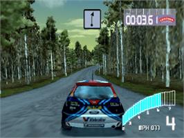 In game image of Colin McRae Rally 2.0 on the Sony Playstation.