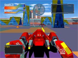 In game image of Cyber Sled on the Sony Playstation.