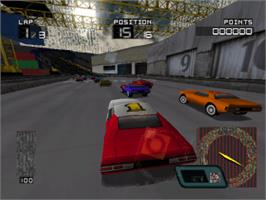 In game image of Demolition Racer on the Sony Playstation.