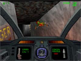 In game image of Descent on the Sony Playstation.