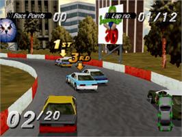 In game image of Destruction Derby on the Sony Playstation.