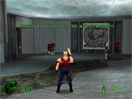 In game image of Duke Nukem: Land of the Babes on the Sony Playstation.