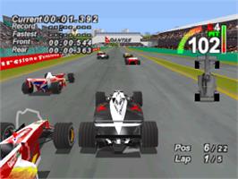 In game image of F1 World Grand Prix on the Sony Playstation.