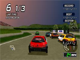 In game image of Ford Racing on the Sony Playstation.