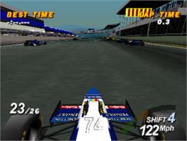 In game image of Formula 1 on the Sony Playstation.
