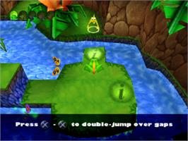 In game image of Frogger 2: Swampy's Revenge on the Sony Playstation.
