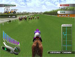 In game image of Gallop Racer on the Sony Playstation.