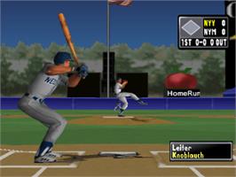 In game image of High Heat Major League Baseball 2002 on the Sony Playstation.