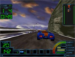 In game image of Impact Racing on the Sony Playstation.