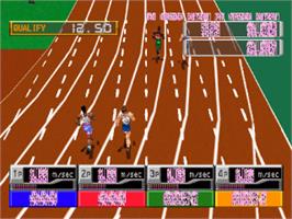 In game image of International Track & Field on the Sony Playstation.