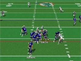 In game image of Jimmy Johnson's VR Football '98 on the Sony Playstation.