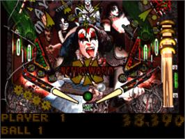 In game image of Kiss Pinball on the Sony Playstation.