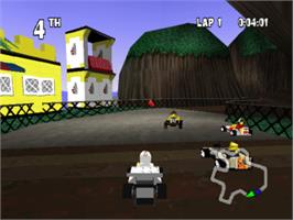 In game image of LEGO Racers on the Sony Playstation.