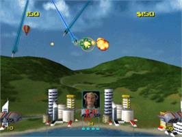 In game image of Missile Command on the Sony Playstation.