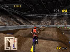In game image of Motocross Mania on the Sony Playstation.